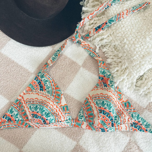 Roxy Other - Roxy swim teal and orange triangle tie bikini top